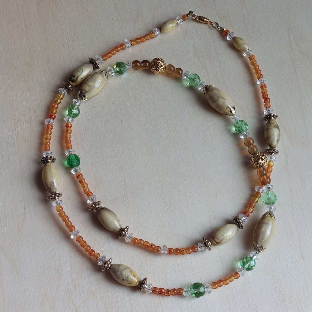 Vintage Mixed Media Necklace Screw Barrel Clasp